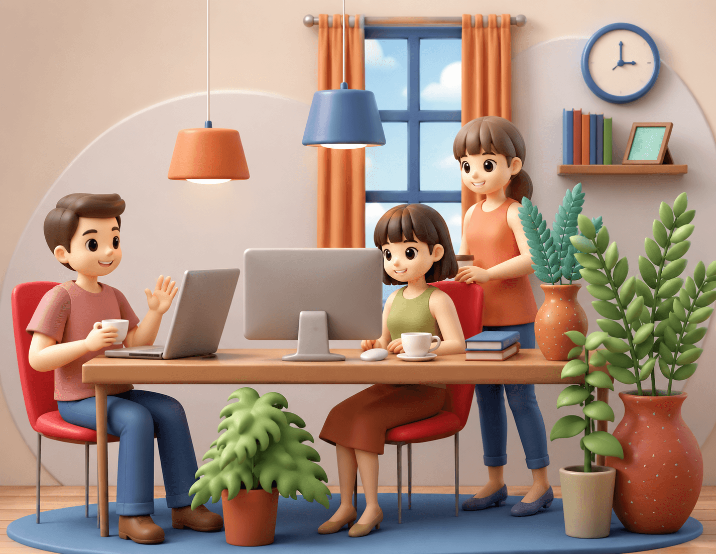Creators collaborating in a CREO residence workspace