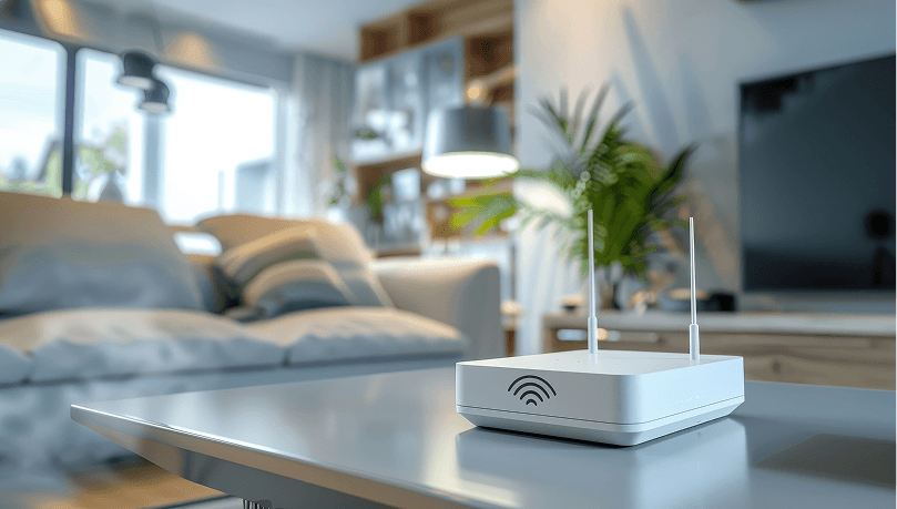 Wireless router in a bright living space